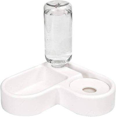 Love Shaped Wall Corner Pet Feeder With Water Bottle