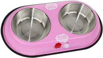 Cartoon Pet Stainless Double Bowl