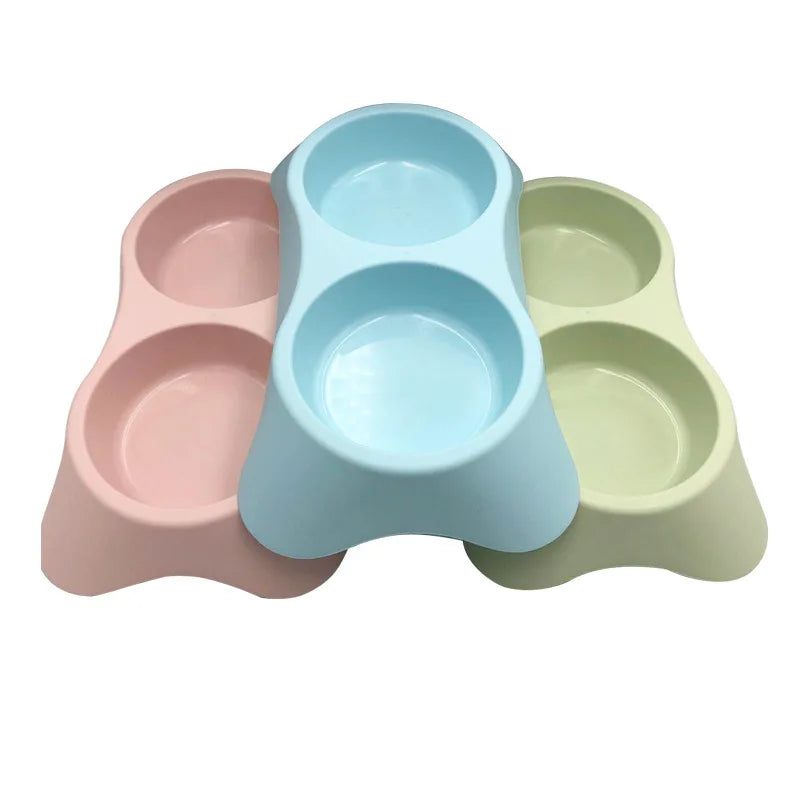 Dual Plastic Pet Feeding Bowl