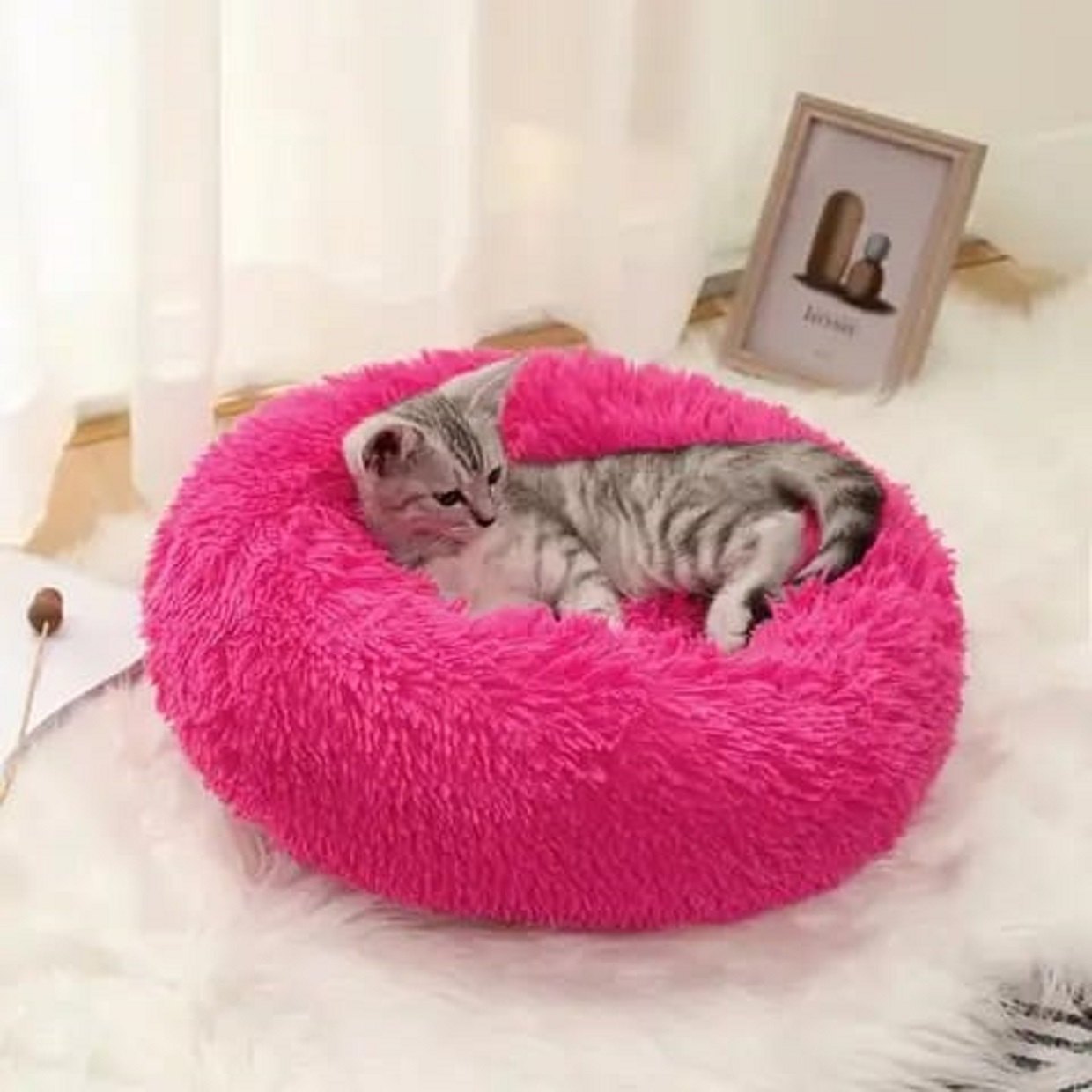 Round Plush Fur Pet Bed