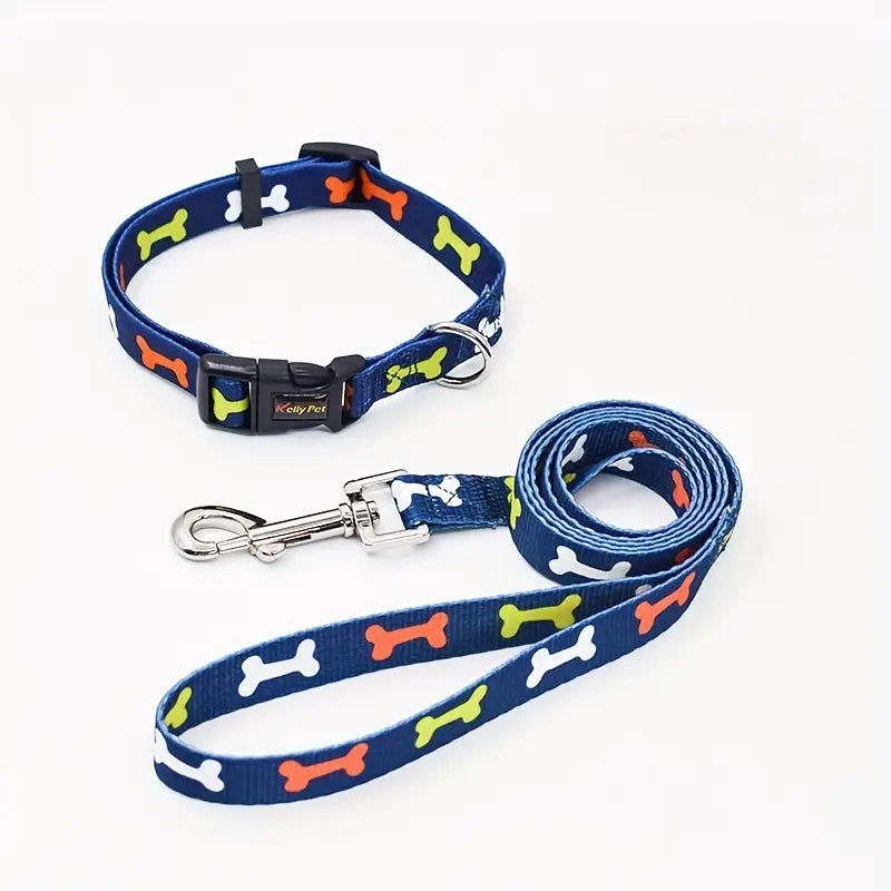 Colourful Dog Collar With Leash