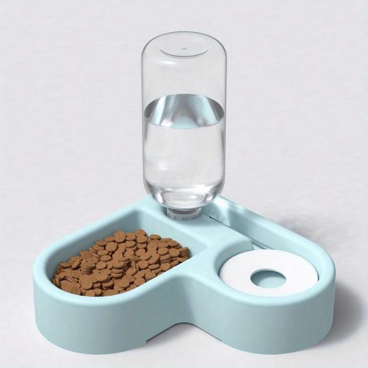 Love Shaped Wall Corner Pet Feeder With Water Bottle