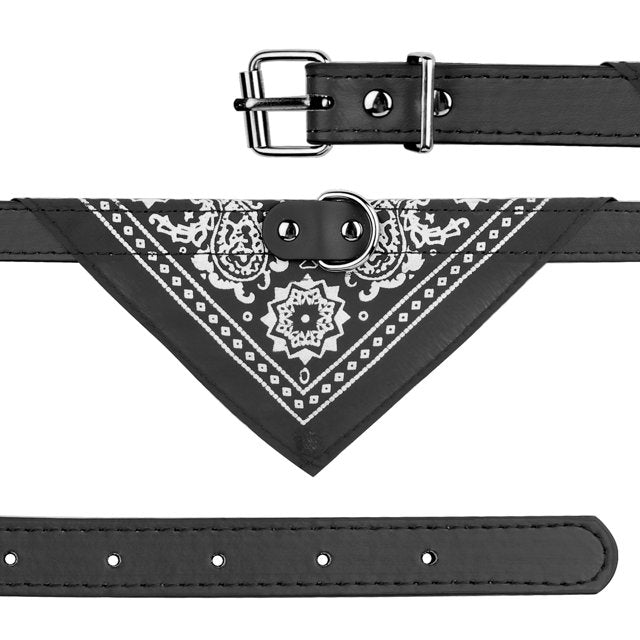 Adjustable Bandana Leather Pet Collar