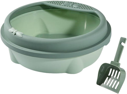 NUNBELL - Bow Round Open Cat Litter Box With Scoop