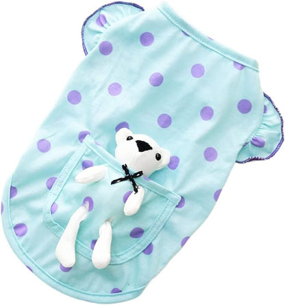 Cute Pocket White Bear Polka Dot Clothes