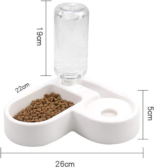 Love Shaped Wall Corner Pet Feeder With Water Bottle