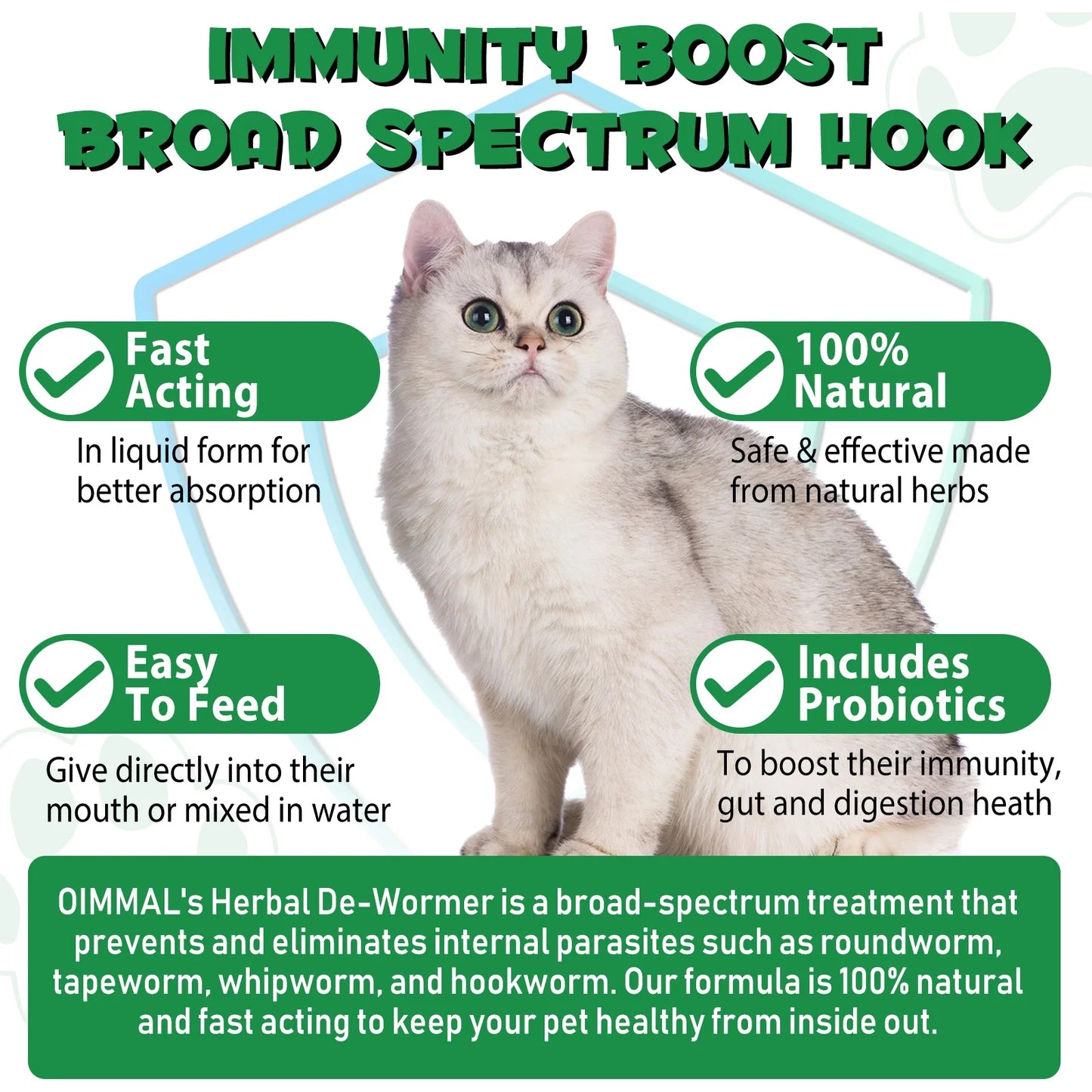 OIMMAL - Herbal Dewormer With Probiotics For Cats