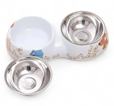NUNBELL - Double character ceramic bowl with stainless