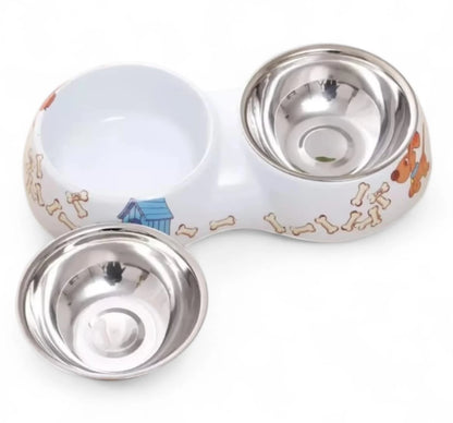 NUNBELL - Double character ceramic bowl with stainless
