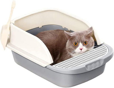 NUNBELL - Semi Closed Open Cat Litter Box With Scoop
