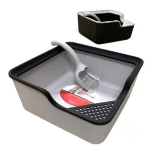 NUNBELL - Stylish Square Open Cat Litter Box With Scoop