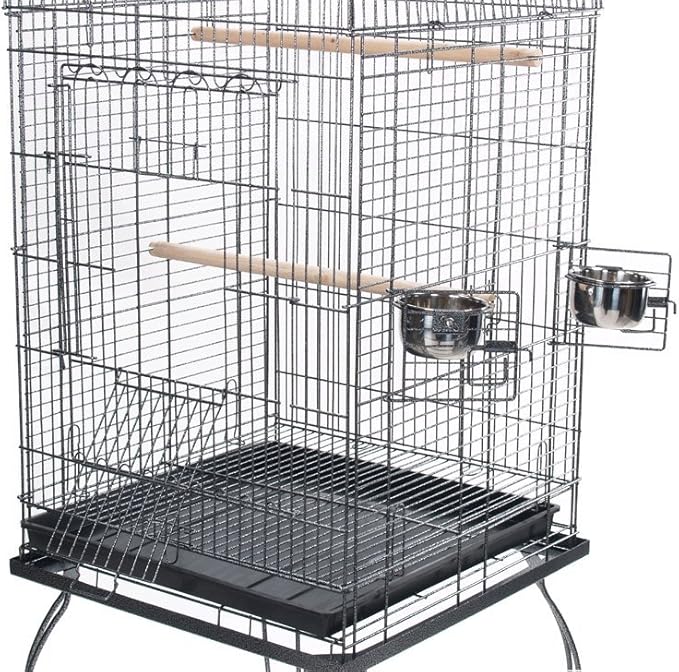 Open Top Parrot Cage With Stands Wheels