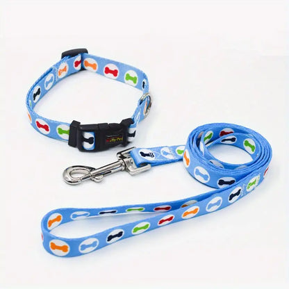 Colourful Dog Collar With Leash