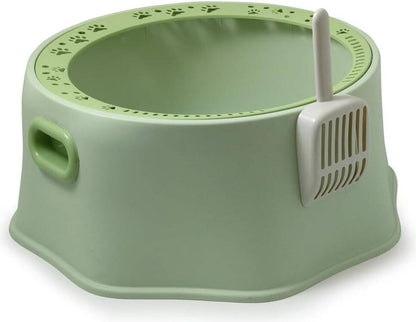 NUNBELL - Fancy Round Open Cat Litter Box With Scoop