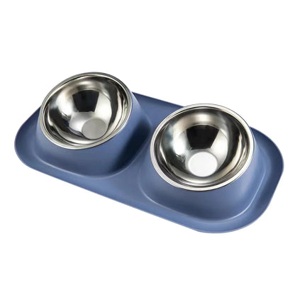 Elevated Slanted Stainless Steel Double Bowls