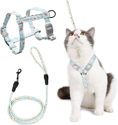 H - Shaped Harness and Lead Floral Fabric