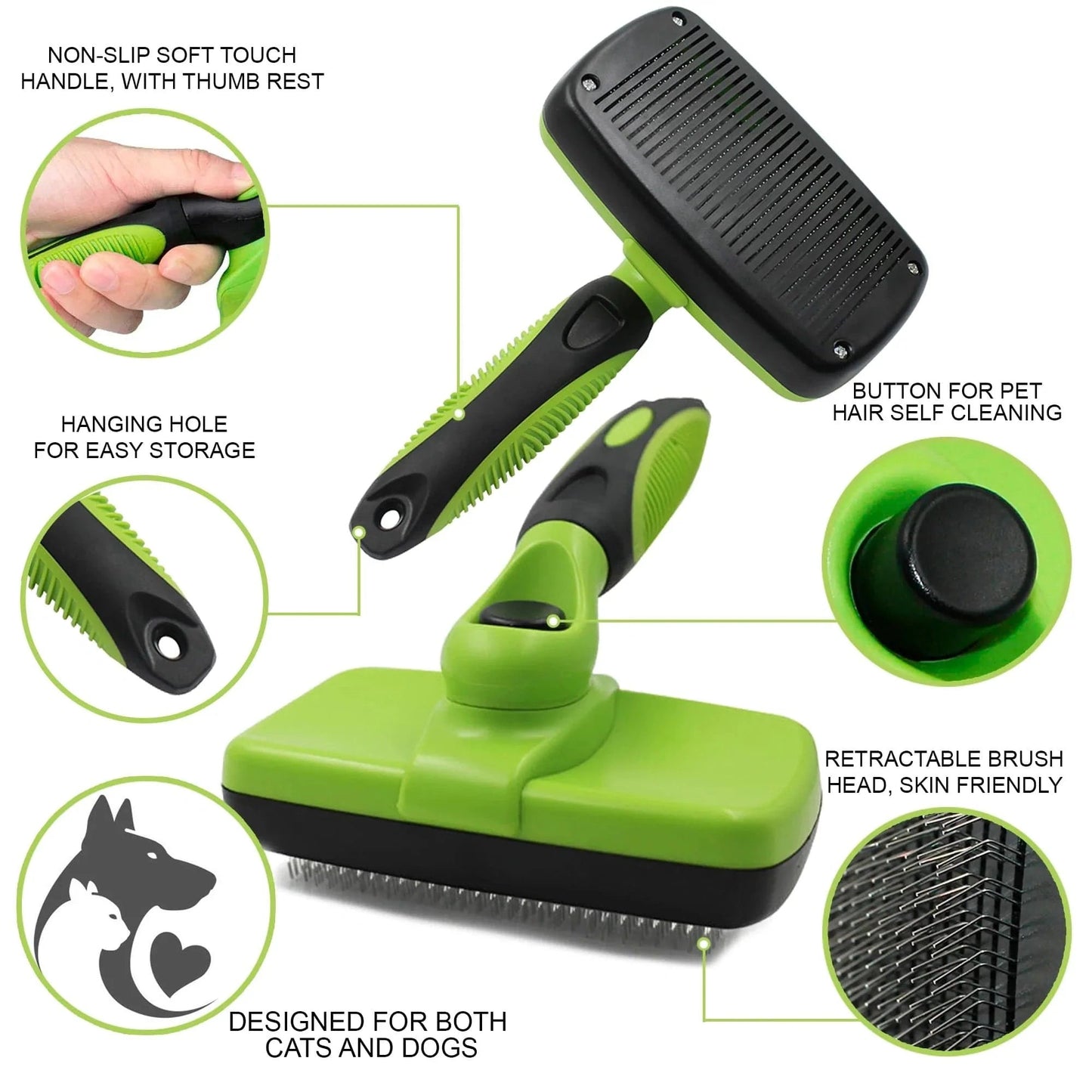 PET GROOMING TOOLS - Hard Self Cleaning Slicker Brush