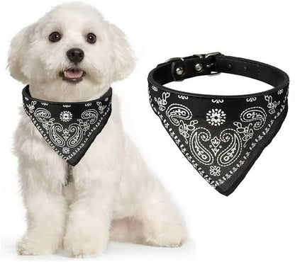 Adjustable Bandana Leather Pet Collar