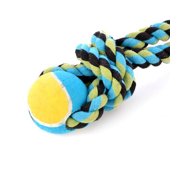 2 Knots Cotton Rope Single Tennis Ball Toy