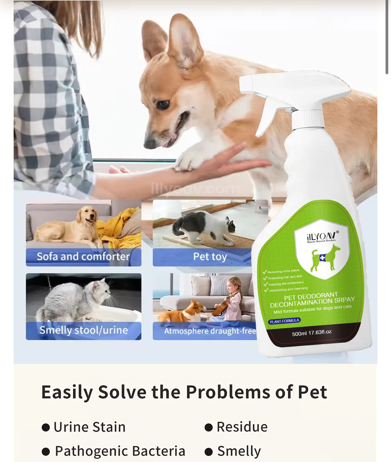 ILLYOAV - Pet Deodorant and Anti Bacterial Spray