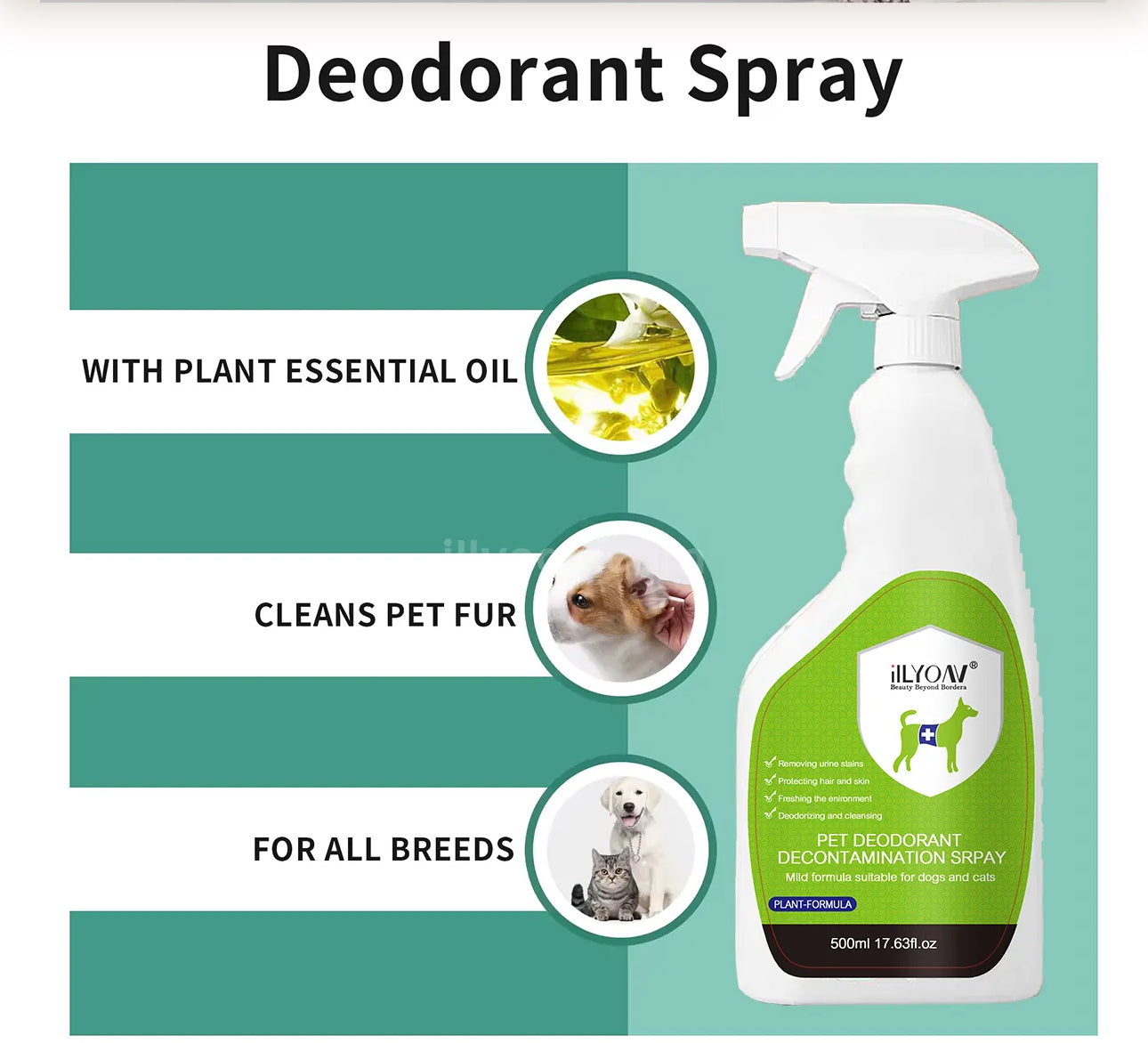 ILLYOAV - Pet Deodorant and Anti Bacterial Spray