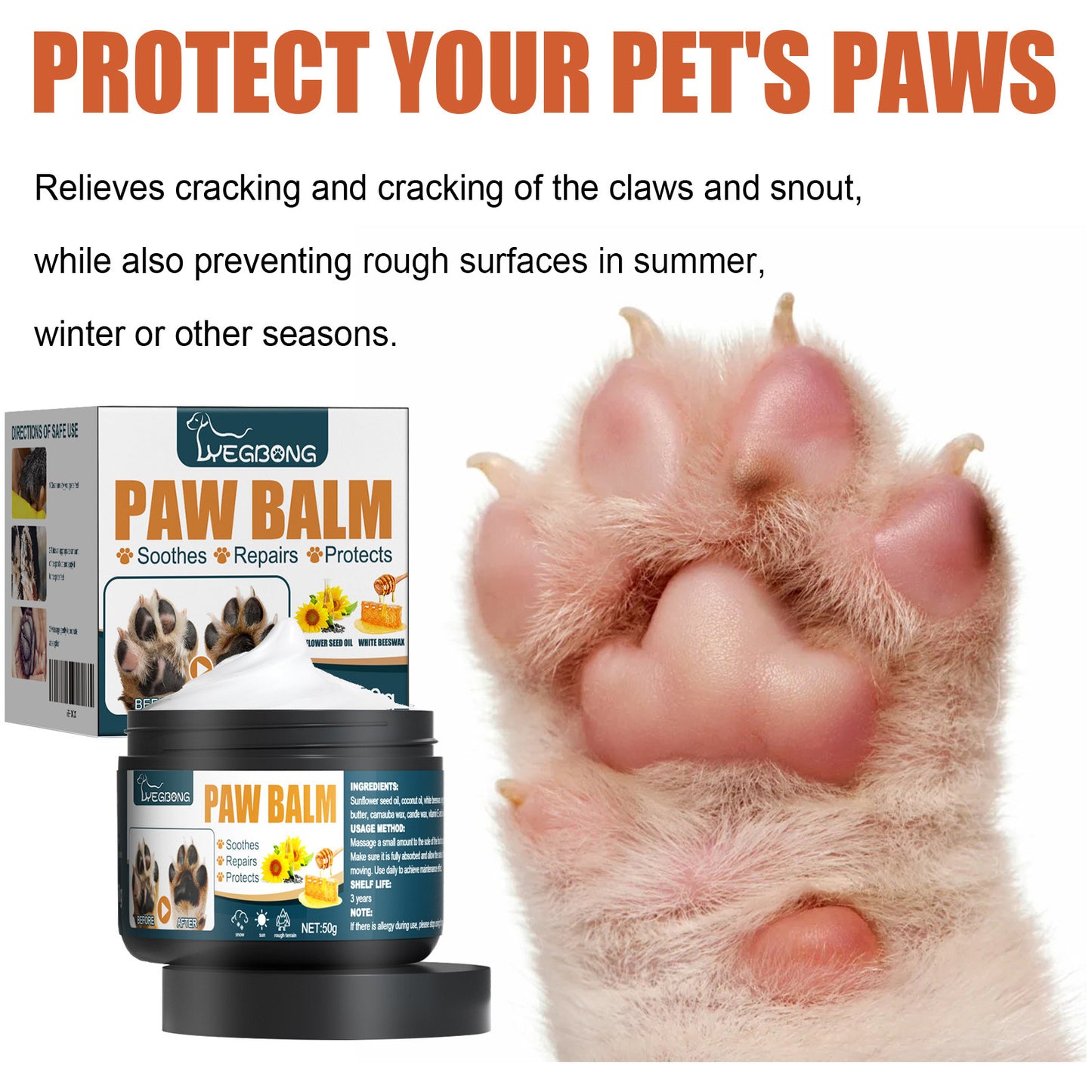 Yegbong Pet Paw Care Balm – Cat & Dog Pad/Nail Cleaning Balm