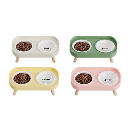 Classic Elevated Double Ceramic Bowl