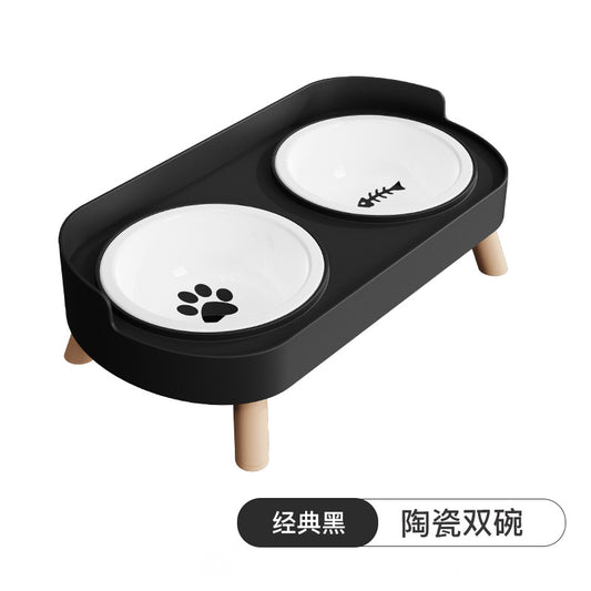 Classic Elevated Double Ceramic Bowl