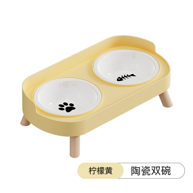 Classic Elevated Double Ceramic Bowl