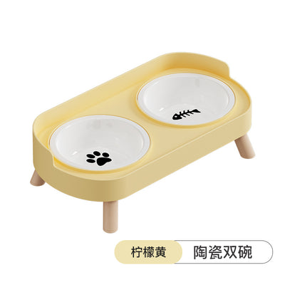 Classic Elevated Double Ceramic Bowl