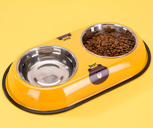 Cartoon Pet Stainless Double Bowl