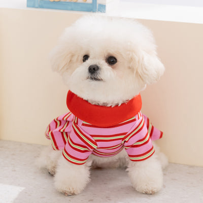 Striped Polo Collar Dress