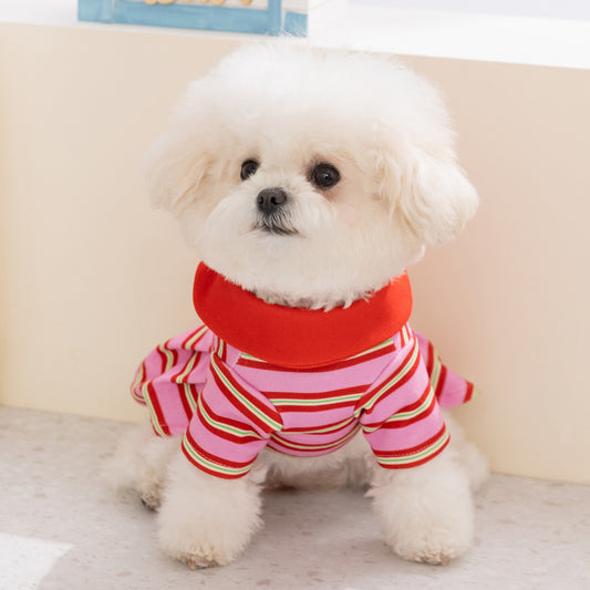 Striped Polo Collar Dress