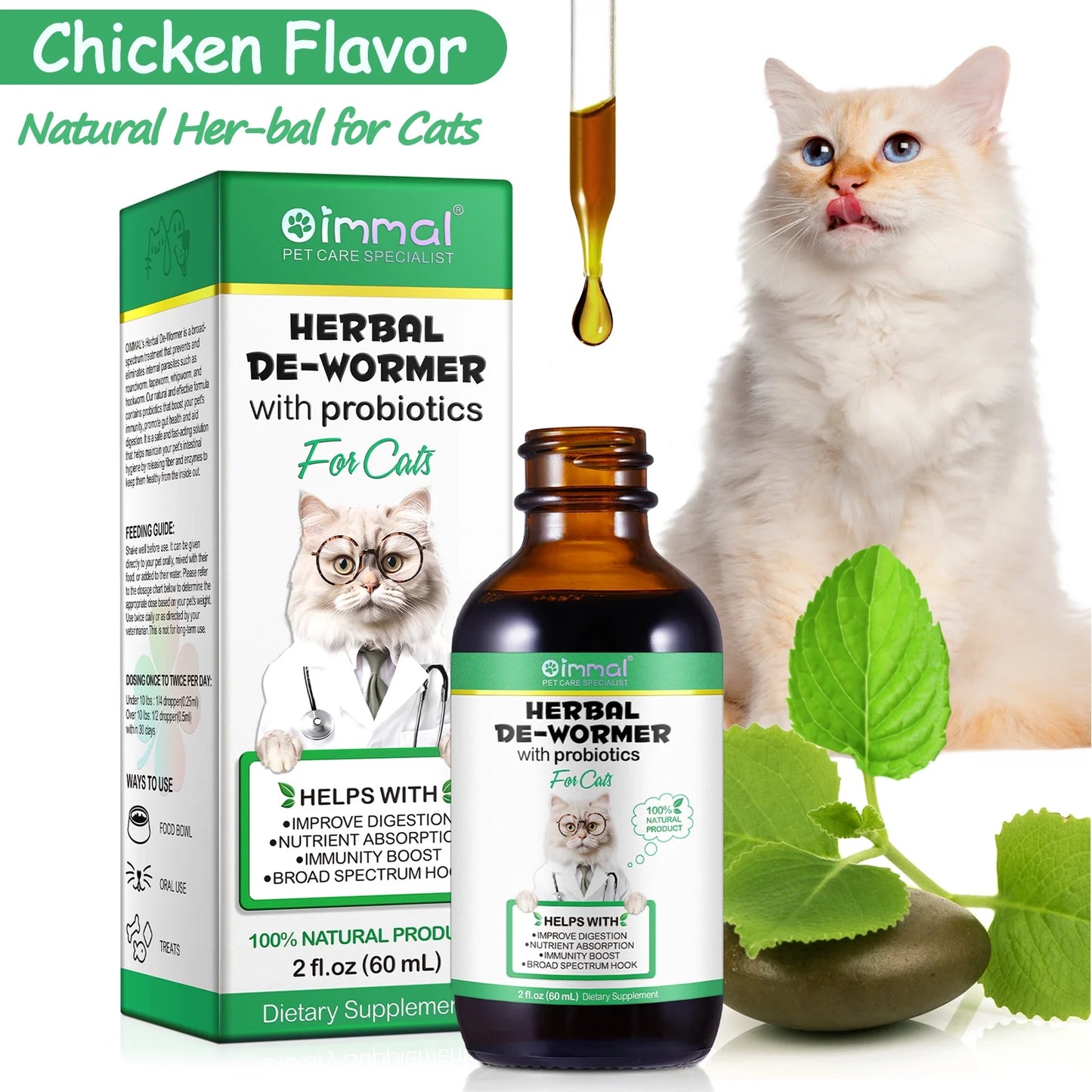 OIMMAL - Herbal Dewormer With Probiotics For Cats