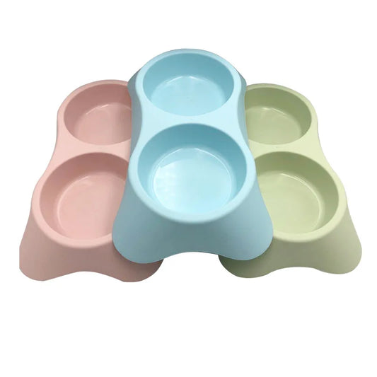 Dual Plastic Pet Feeding Bowl
