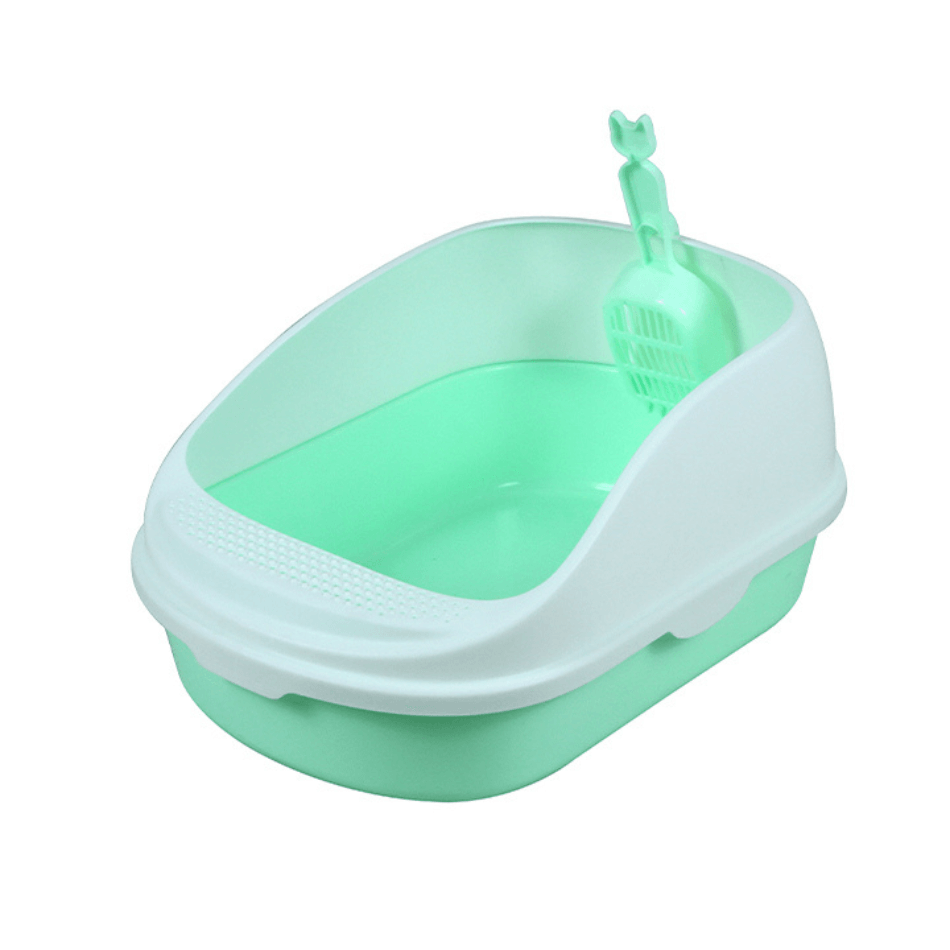 Semi Closed Open Cat Litter Box With Scoop