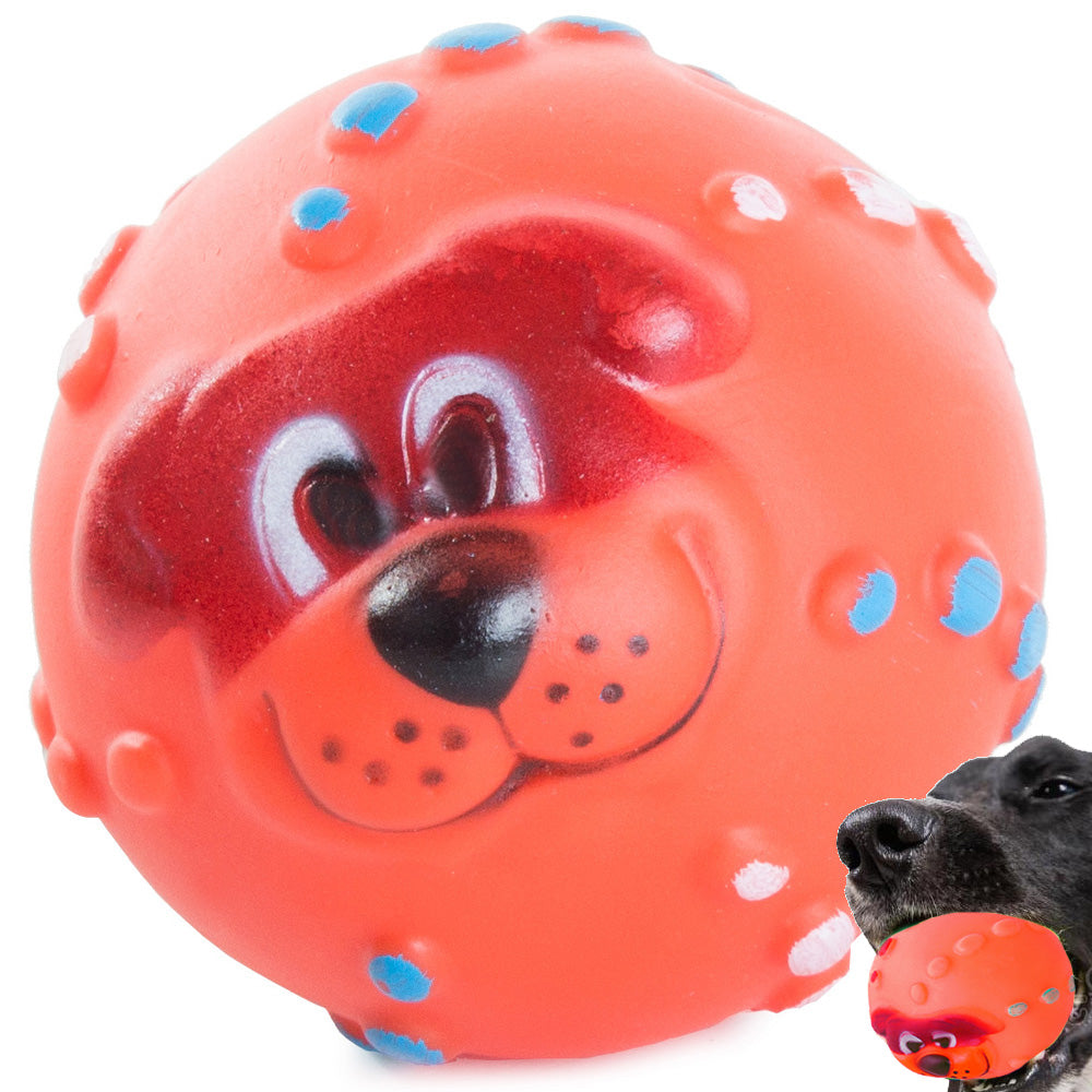 Dog Face Squeaky Ball Toy