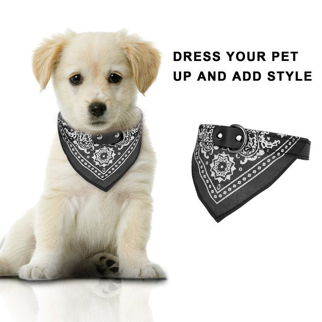 Adjustable Bandana Leather Pet Collar