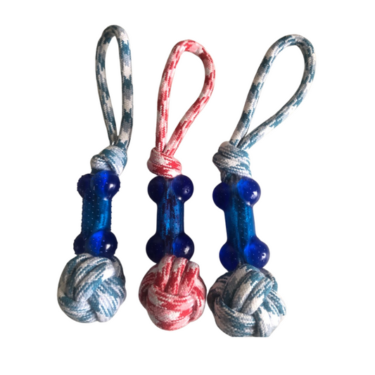 Neon Knotted Ball Tugger Rope Toy