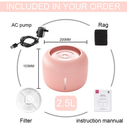 Ultra-Quiet Filtered Pet Water Fountain Bowl