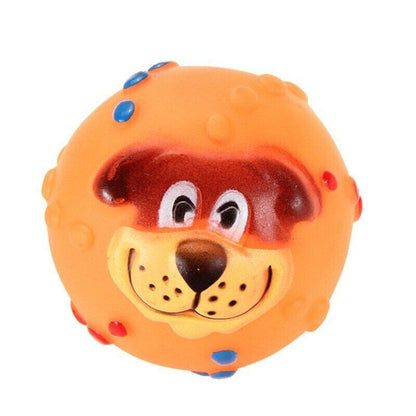 Dog Face Squeaky Ball Toy