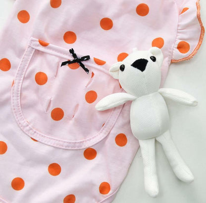 Cute Pocket White Bear Polka Dot Clothes