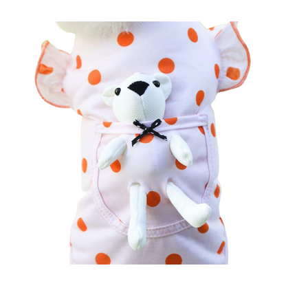 Cute Pocket White Bear Polka Dot Clothes